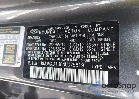 2022 Genesis Gv70 2.5T Awd из США, поврежденный, VIN KMUMADTB8NU075819